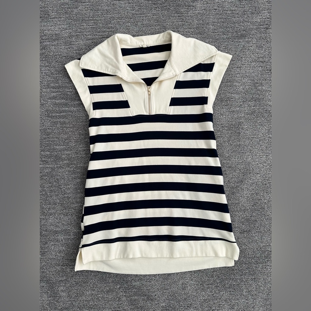 JODIFL Navy and Cream Striped Dress Size Small EUC